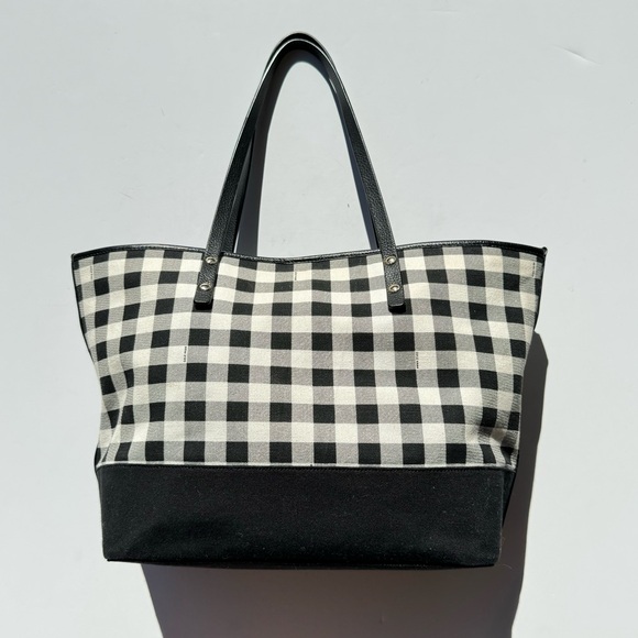 Cole Haan Black White Checkered Tote Bag - Picture 2 of 12
